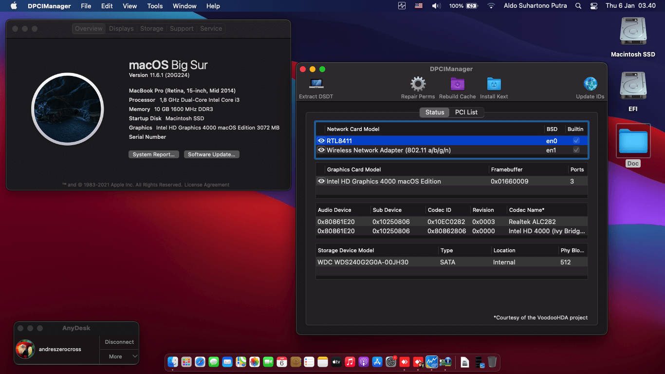 Success Hackintosh macOS Big Sur 11.6.1 Build 20G224 in Acer Aspire E1-470